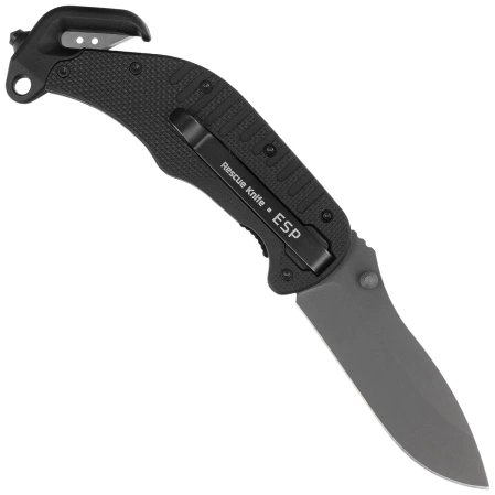 ESP RK-01 Rescue Knife Black PA66 Polyamide, Titanium Gray PVD AUS-8